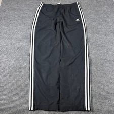 Vintage Adidas Sweatpants Men's M Black White 3 Stripe Track Pants Mesh Lined