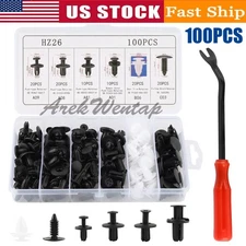 100 Pcs Car Retainer Clips Auto Plastic Fasteners Kit Push Trim Pin Rivet Bumper