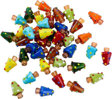 1 Box 48PCS 8 Colors Christmas Mushroom Lampwork Glass Beads with Holes Handmade