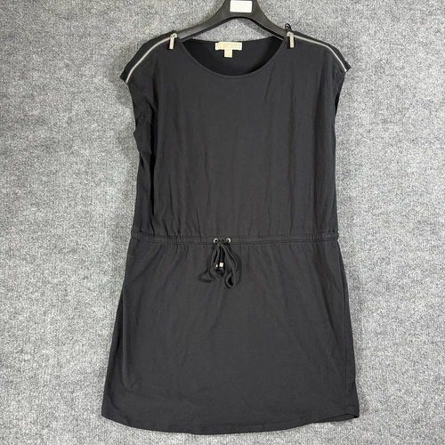 Abito Michael Kors XL nero elasticizzato vita regolabile pizzo senza maniche zip deco