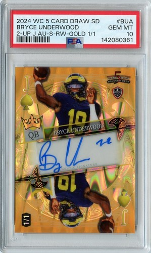 BRYCE UNDERWOOD 2024 WILD CARD GOLD RAYWAVE ROOKIE AUTO #'D 1/1 PSA 10 MICHIGAN