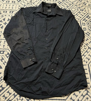 Vintage 1970s? Mens J Ferrar Black Disco Casual Dress Shirt. Size 15 Large?