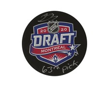 Donovan Sebrango Autographed 2020 NHL Draft Puck Inscribed 