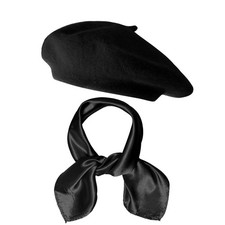 choyaxo 2pcs French Beret Hat Scarf for Women Themed Standard, Black