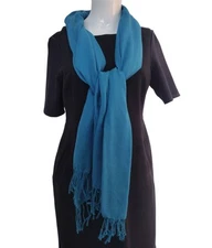 pashmina scarf wrap shawl Teal Lightweight Chic Elegant Fringe Casual 69x26