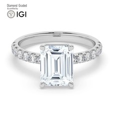 Emerald Diamond Engagement Ring Platinum Labgrown 2 Ct Solitaire