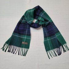 100 Cashmere Plaid Scarf, made in Scotland, Green Navy plaid