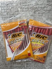NEW BIC Med Red Ink Pens 2 Packs of 10 Ballpoint Cristal Xtra Smooth (2008/2010)