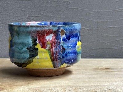 Hagiyaki Matcha Bowl Yamane Seiga Iroha Glaze Handmade Japanese Tea Ceremony