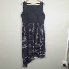Mint Velvet Dress Womens UK 14 Black Asymmetric Hem Occasion Party Casual