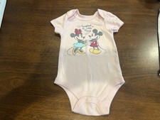 Disney Baby Mickey Minnie Pink 2pc Bodysuit Pants Set 6-9M Cotton