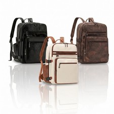 Laptop Backpack 15.6" Backpack PU Leather Backpack Water Resistant Bag