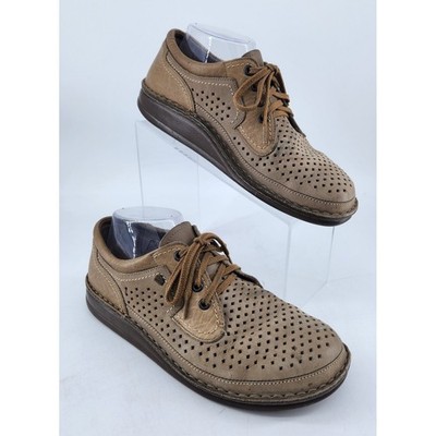 Finn Comfort Baden Perforated Leather Lace Up Shoes Womens 39 US 8.5 Tan Germany