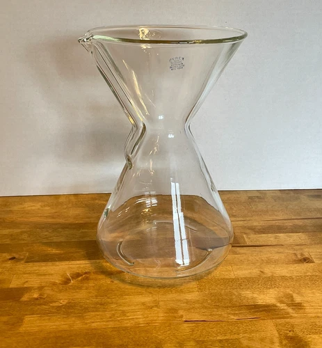 Vintage MCM Chemex Corp. New York Pyrex Glass Coffee Carafe Blue Stamp 9-1/2"