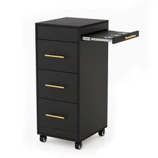 Barber Salon Trolley with 3 Drawers & Dryer Holders, Rolling Hair Cart Organizer