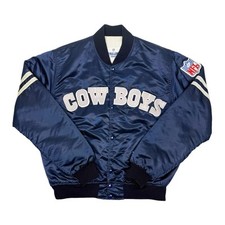 Vtg Rare NFL Dallas Cowboys Blue Starter Satin Bomber Jacket Mens Large