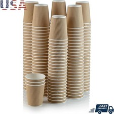 Rippled Insulated Hot Paper Cups Disposable For Coffee Tea To-Go 50 Pack New