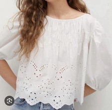 Mango Swiss Embroidery White Cotton Popelin 3...