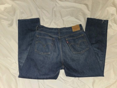 Levis Jeans Men's 501 Selvedge Denim Blue 36x28 Frayed Hem Big E Premium Levis