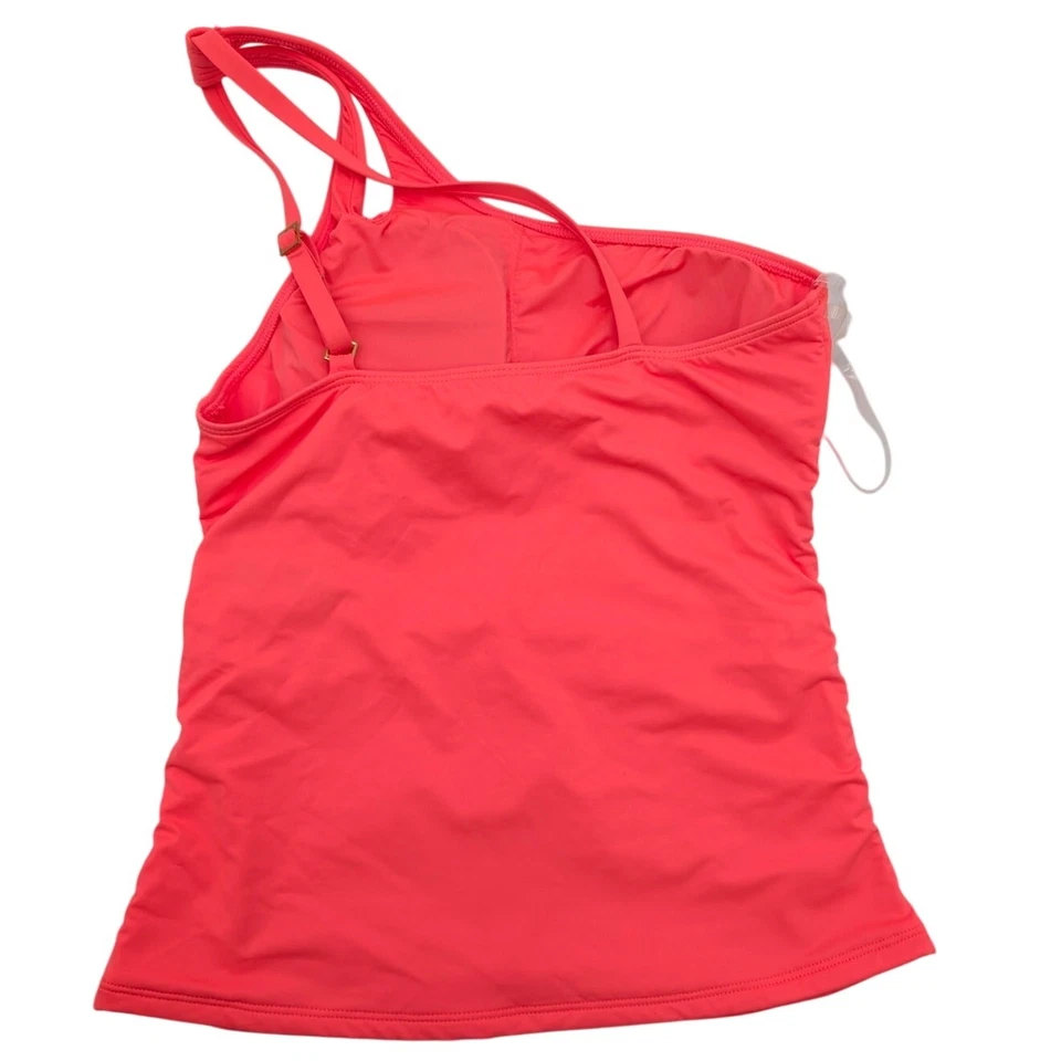 La Blanca Women's Island Goddess Ruched One-Shoulder Tankini Top Guava Size 4 - Image 4 of 4