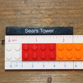 LEGO Black Tile 1 x 8 with 'Sears Tower' Pattern ref #4162pb018 Set 21000