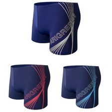 Men's Swim Shorts Quick Dry Fabric with Classic Print and Flat Corners