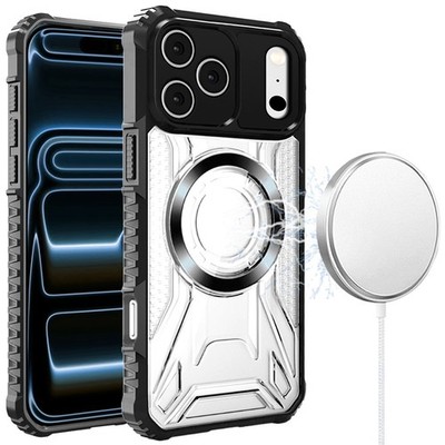 For iPhone 17 Pro Max Case Magnetic Circle Shock Absorbent Cover +Tempered Glass
