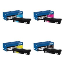 Brother TN431 Toner Cartridges 4 Pack Black Cyan Magenta Yellow Genuine OEM New