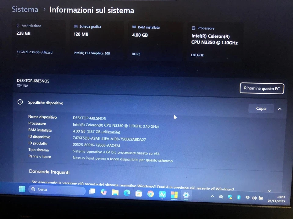 Ottimo Notebook ASUS VivoBook X541N - WINDOWS 11 - OFFICE 2024 - Immagine 2 di 4