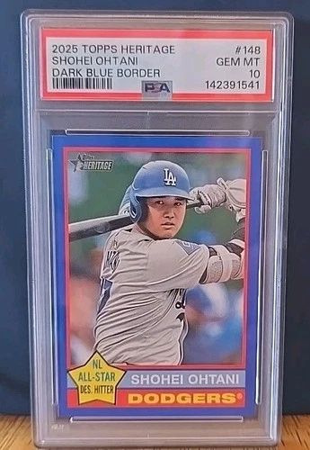 2025 Topps Heritage SHOHEI OHTANI Dark Blue Border PSA 10 #148 Dodgers ⚾️🔥