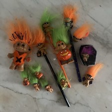 Vintage Russ Halloween Costume Troll Doll Figure Lot Pencils Earrings Pin