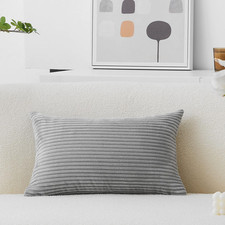 12x20 Light Grey Corduroy Lumbar Pillow Cover...