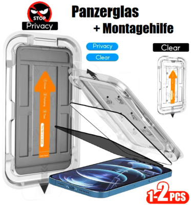  Display Panzerfolie Schutzglas für iPhone 14 15 16 17 Pro Max + Blickschutz 