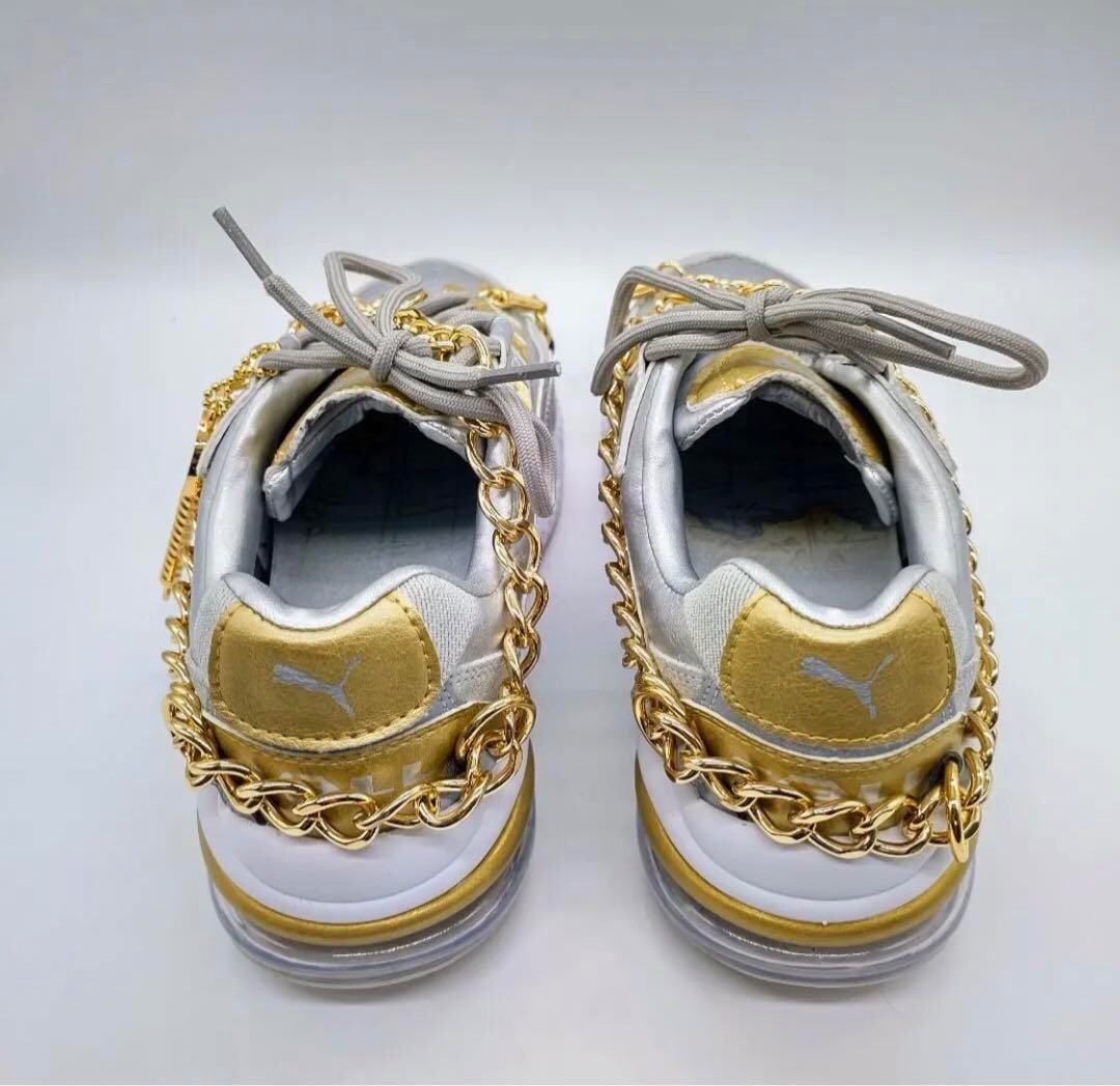 RARE! men's8 ONE PIECE × PUMA collaboration shoes sneakers White GOLD boys