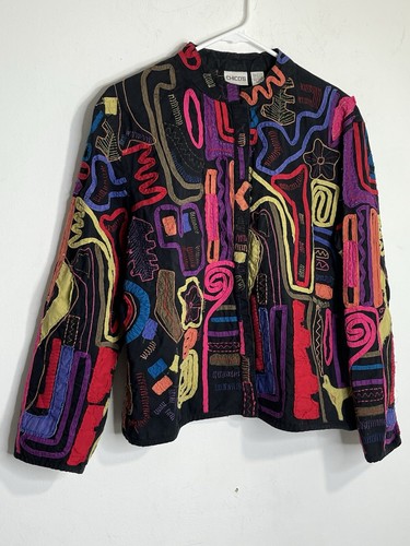 Chicos Knopf Mixed Media Multi Kunstdruck Bluse Shirt Damen 2 US L (13) - Bild 3 von 10