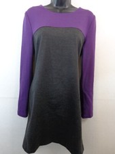 Michael Kors Dress Women's 10 Purple Grey Long Sleeve Shift Color Block