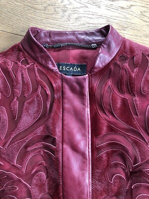 Escada Luxus Lederjacke Gr. 36 Burgunder