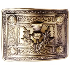 Scottish Kilt Belt Buckle Thistle Crest Antique Finish Celtic Buckles 4 Demo