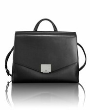 New Tumi Mariella Satchel Black Leather Bag Briefcase Flap Laptop Purse $895