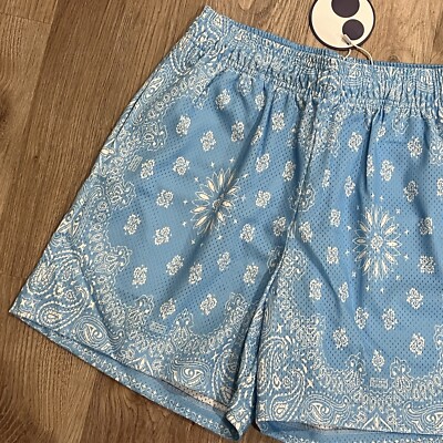 Size L- Bravest Studios Paisley Shorts Light Blue DEADSTOCK