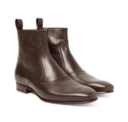 Handmade men brown leather boots, leather boots for men, men dress formal boots