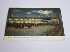 Vtg Asbury Park NJ Night time Casino Boardwalk People Moonlight Postcard 1900s