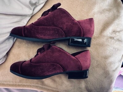 NEW Nine West Women Oxford Cap Toe Shoes M Velvet