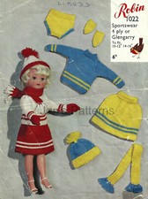 Knitting pattern copy 1114.   Dolls clothes outfits for Barbie Sindy 10-16" doll