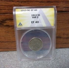 1913 Variety 2 Indian Head or Buffalo Nickel ANACS : XF40 : TYPE TWO