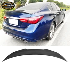 Fits 14-24 Infiniti Q50 PSM Style Rear Trunk Spoiler Wing Matte Black ABS
