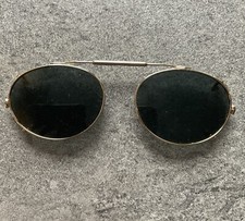 Vintage Gold Tone Sunglasses Lens Covers Gray/Black Lens G1