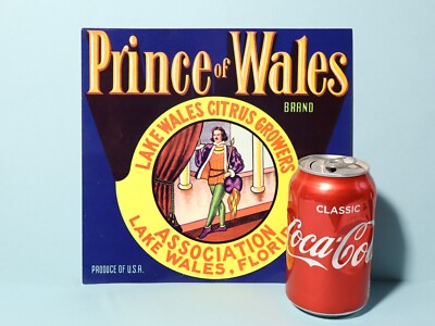 Vintage Bild Prince of Wales Marke Zitrusfrüchte Florida Kiste Box Etikett