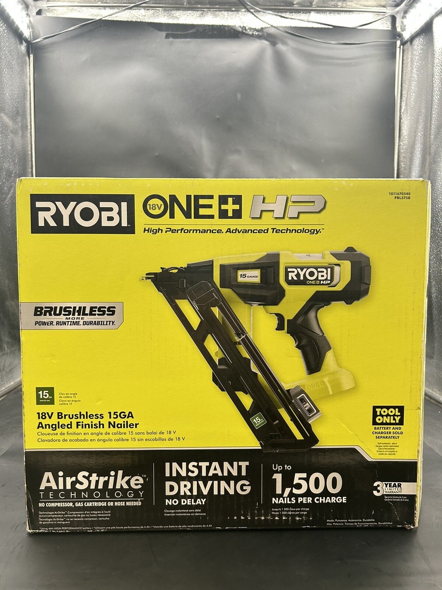 PBL375B RYOBI ONE+ HP 18V Brushless 15-Gauge 34° Angled Finish Nailer FOR  PARTS!