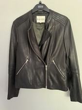 Reiss Leather Biker Jacket Ladies Size 12uk